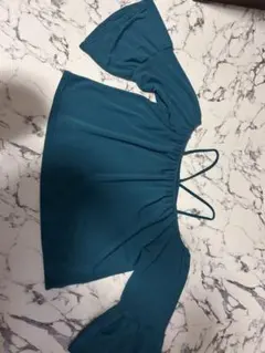 CECIL Mc BEE ターコイズ オフショルダー フレアスリーブ トップス