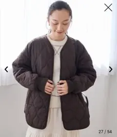 coen キルティングジャケット　ブラウン