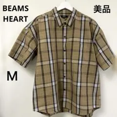美品　BEAMS HEART チェック柄 半袖シャツ M