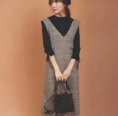 バックリボンチェックジャンパースカート