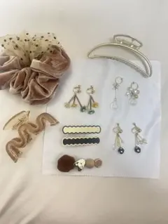 アクセサリーセット（シュシュ、クリップ、イヤリング）