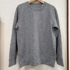 メンズ トレーナー ニット フリース グレー L 裏起毛 無地 クルーネック
