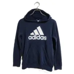 adidas パーカー ロゴプリント ネイビー 150 カジュアル アウトドア