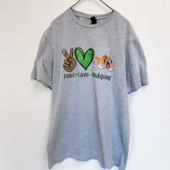 ギルダン 豹柄ハート犬Tシャツ クルーネック半袖 M 灰色 綿 デイリーのサムネイル