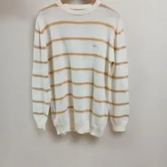DOCKERSストライプニットセーター ホワイト/ベージュLサイズ