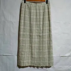 DAKS ダックス　ロング丈プリーツスカート　チェック柄　緑　サイズ70-95