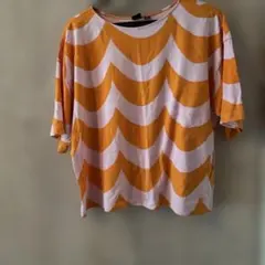 Marimekko 半袖 Tシャツ ウェーブ柄 オレンジ ピンクのサムネイル