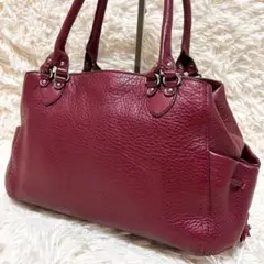 【美品】コールハーン シボ革 ボルドー ハンドバッグ