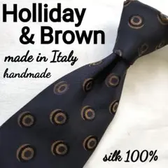 美品 Holliday & Brown ネイビー　ドット ネクタイ シルクのサムネイル