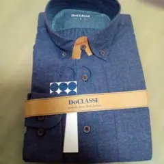 DoCLASSE ネイビー ストライプ ボタンダウンシャツ L
