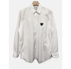 【稀少・美品】プレイコムデギャルソン／長袖シャツ／ハート 無地／ホワイト 白