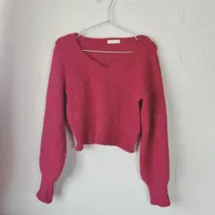Vネックニット トップス ピンク 美品