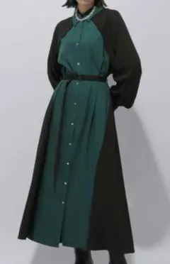 yori ヨリ ウールチェックロングジレコート グリーン ロングベスト 金
