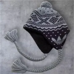 【00’s】adidas アディダス　耳当て付きニット帽　 古着 Y2K