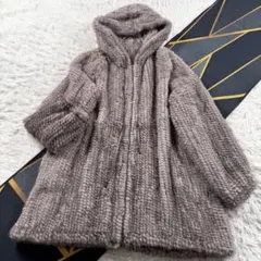 極美品】希少色 ヤーン ミンク フーディー ファーコート 本毛皮 