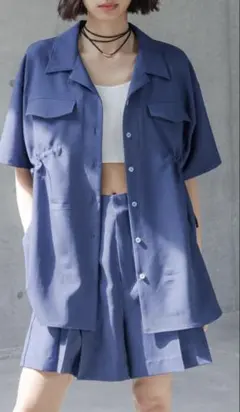 pageboy プリーツショートパンツ ネイビーのサムネイル