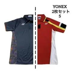 ⭐️YONEX 2枚セット　半袖ポロシャツ　バドミントン　テニス　赤黒　S ＊QH