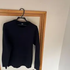 ユニクロ　ウォッシャブルミラノリブクルーネックセーター　ブラック　481722