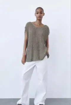 ZARA ザラ インター ウーブン ニット ベスト サマーニット Lサイズのサムネイル