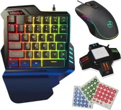 【美品】ゲーミングキーボード マウスセット 専用コンバーター付 各シール付き