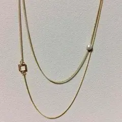 シンプルコットンパール2連ネックレス♪