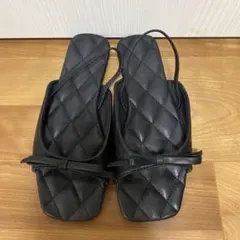 シーイン リボンフラットサンダル　ブラック　38のサムネイル