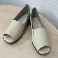 830【超軽量！】FlyFit 大人かわいい 本革切替レザーオープントゥサンダル