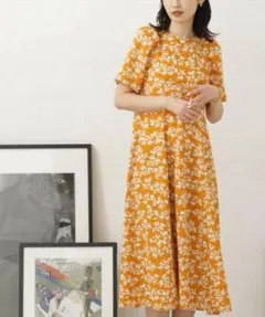 .*˚新品未使用✩.˚nano・universeマスタード花柄ロングワンピース