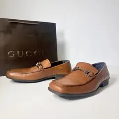 箱付き】GUCCI グッチ スエード ホースビットローファー茶色 ゴールド