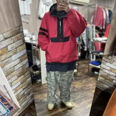 asics 90s 古着 L アノラックレッド ナイロンジャケット フード付き