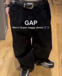 Gap スーパーバギーデニム　ブラック31/30
