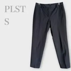 プラステ　ストライプテーパードパンツ　スラックス　ウール混　ネイビー　S