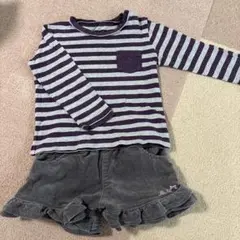 ストライプ長袖シャツとショートパンツセット　コムサフィユ　べべ