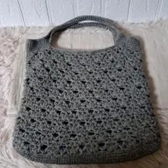 最終お値下げ‼️グレー ニットかぎ針編みバッグ