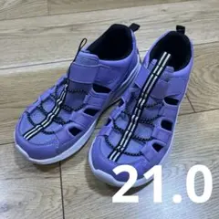 【新品】21.0　サンダル　スニーカー　夏　靴　女の子　紫　パープル　ラメのサムネイル