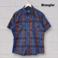 Wrangler ラングラー　ブルー　チェック　ウエスタンシャツ サイズLのサムネイル