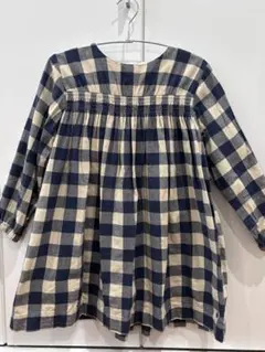 プチバトー 長袖チェックワンピース 10ans