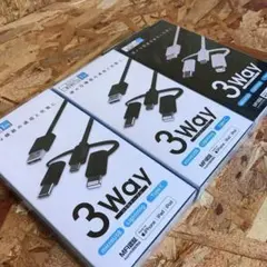 【送料無料】破格＊　3WAY USB充電ケーブル　タイプC