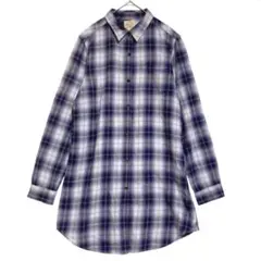 UNIQLO ユニクロ　チェック ミドル丈ネルシャツ　紫　L