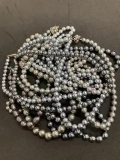 グレー系パールネックレスセット イミテーションパール10点おまとめ