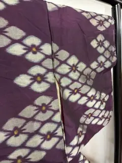 美品！アンティーク単衣銘仙✩.*˚雪輪と桔梗の手毬文様 銀通し - メルカリ