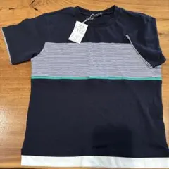 COMME CA ISM 半袖Tシャツ 140 ネイビー/ストライプ