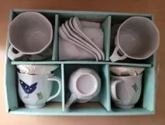 カップ型 茶碗蒸し 蓋付きむし茶碗 スプーン スプーン置き 敷き板付き 5客揃