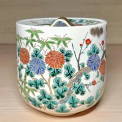 茶道具 水指 色絵 萩 狐森窯 福森阿也 福森遊 秋草 桔梗 月見 女流作家