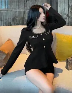 DAZY レース スクエアネック 長袖 エレガントブラウス