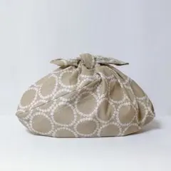 あずま袋＊小さめ・マチ付き〈フラワーリング茶〉エコバッグ、お弁当袋 ハンドメイド