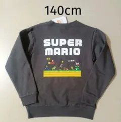 新品 スーパーマリオ 長袖 トレーナー 140cm 濃グレー トップス