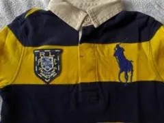 着用少★ラルフローレン★長袖シャツ★4/4T・110cm★黄色濃紺★青マーク大o