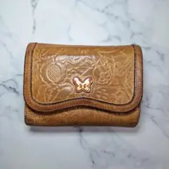 ANNA SUI 三つ折り財布 レザー がま口 バタフライ - メルカリ