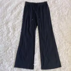 GU リブプルオンパンツ フレアパンツ ワイドパンツ ウエストゴム 黒 M